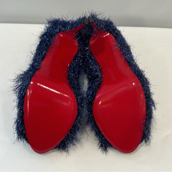 Christian Louboutin Very Prive 120 Peep Toe Heel size 39 Blue Metallic Tinsel - Picture 8 of 11